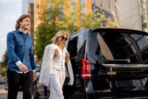 wedding guests leaving minibus in Coventry
